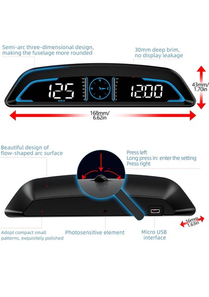 Dijital Gps Kilometre Araba Hız Yorgun Sürüş Uyarısı Aşırı Hız Alarmı Yol Ölçer ile Heads Up Display (Yurt Dışından)