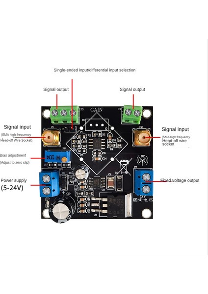 AD620/623 Enstrümantasyon Amplifikatörü Gerilim Amplifikatörü Modülü Nanovolt Mikrovolt Ayarlanabilir Tek Güç Kaynağı (Yurt Dışından)