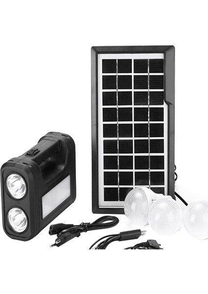 3.5W Güneş Paneli Işık 3 Ampul Seti El Feneri Enerji Tasarruflu Güneş Işığı Açık Kapalı Şarj Edilebilir LED Işık (Yurt Dışından)