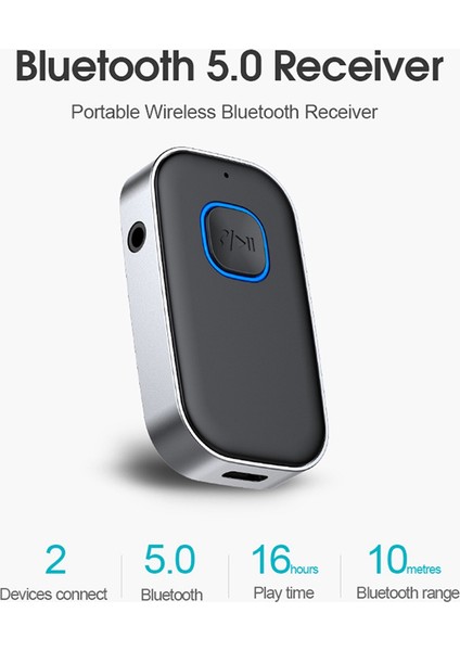 Mikrofonlu Bluetooth Alıcısı Aux Araç Ses Adaptörü 3.5mm Kablosuz Bluetooth 5.0 Ses Dönüştürücü (Yurt Dışından)