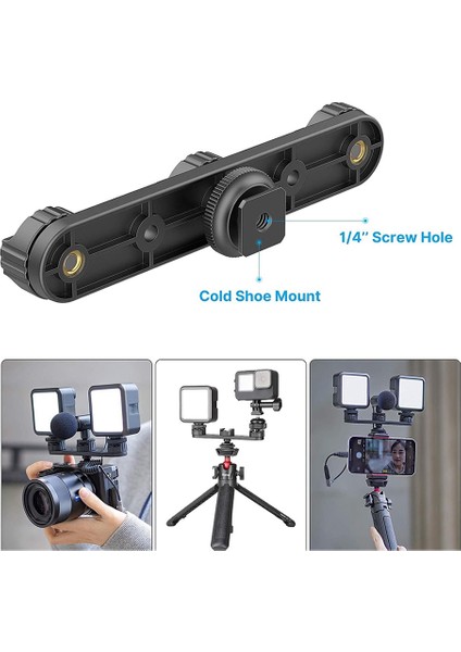 Üçlü Soğuk Ayakkabı Uzatma Dağı Sıcak Ayakkabı Adaptörü Uzatma Çubuğu Braketi 1/4 Ile, Tripod Mikrofon LED Işık Için Vida (Yurt Dışından)