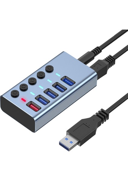 5 Bağlantı Noktalı Usb3.0 Bölücü Bilgisayar Genişletici USB Hub 2.4A Hızlı Şarj Bağlantı Noktası Harici 12V Güç Kaynağı - Ab Tak (Yurt Dışından)