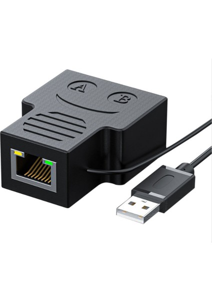 Ethernet Splitter 1 Ila 2 RJ45 Ağ Adaptörü Internet Aynı Anda, Usb'den Çift Dişi RJ45 Bağlantı Noktasına 0,5m Kablo ile (Yurt Dışından)