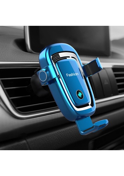 Araç Kablosuz Şarj Tutacağı 15W Kablosuz Şarj Standı Şarj Aleti Otomatik Kızılötesi Sensör Araba Için LED Tutacağı -Mavi (Yurt Dışından)