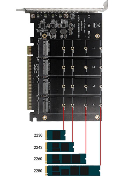 PCIEX16 Nvme M2 Mkey SSD Raıd Dizisi Genişletme Adaptör Kartı Anakart Pcıe Bölünmüş Kart (Yurt Dışından)