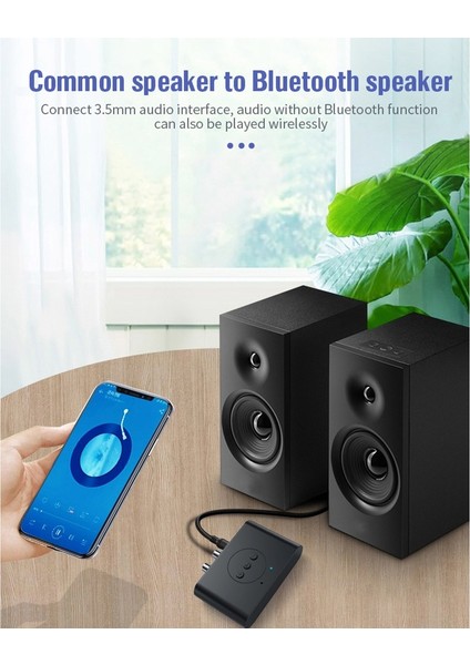 Bluetooth 5.0 Ses Alıcısı Rca 3.5mm Aux Jack Stereo Müzik Kablosuz Adaptör Araç Kiti Hoparlör Amplifikatör Için Mic ile (Yurt Dışından)