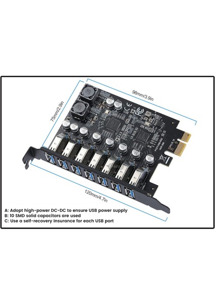 USB 3.2 Pci Express Adaptörü Pci E Ila 7 Bağlantı Noktası Usb3 Gen1 Genişletme Adaptörü Kartı Pci-E Genişletici Pci Express Kartı (Yurt Dışından) fırsatları