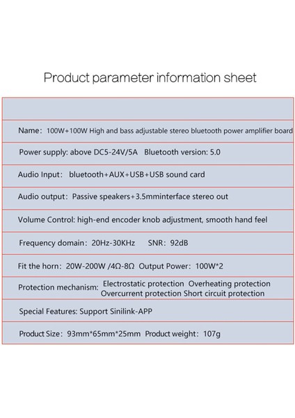 Bluetooth 5.0 100W+100W Güç Subwoofer Amplifikatör Kurulu 2.1 Kanal D Sınıfı Ev Ses Stereo Ekolayzır Amp XY-T100L (Yurt Dışından)