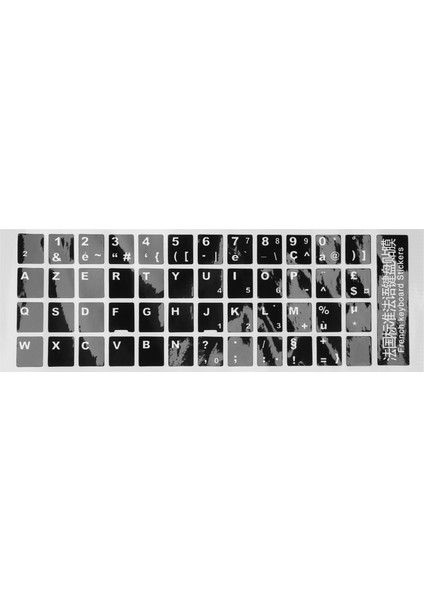 Beyaz Harfler Fransız Azerty Klavye Sticker Dizüstü Pc Için Kapak Siyah (Yurt Dışından)