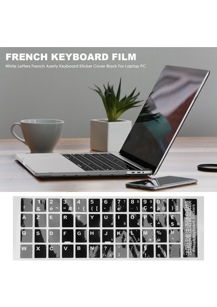 Beyaz Harfler Fransız Azerty Klavye Sticker Dizüstü Pc Için Kapak Siyah (Yurt Dışından) fırsatları