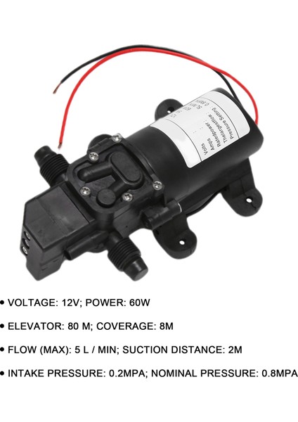 Siyah Dc 12V 60W Yüksek Basınçlı Mini Membran Su Pompası Otomatik Kapanma 5l / Dak (Yurt Dışından) fırsatları