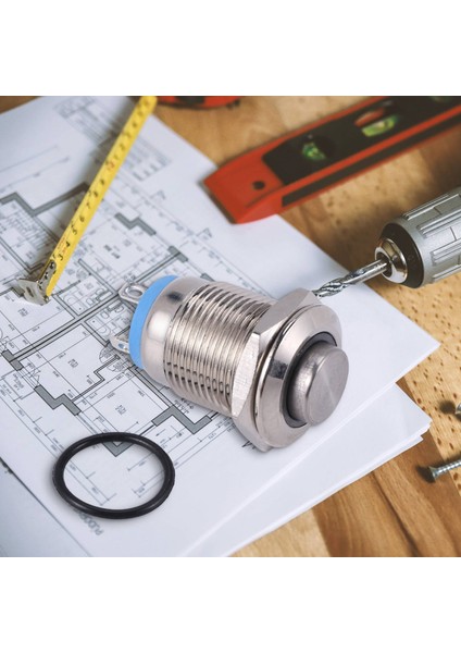 3V Basmalı Düğme Anahtarı Kapı Zili Düğmesi Mavi LED 12 mm Gümüş (Yurt Dışından) fiyatları