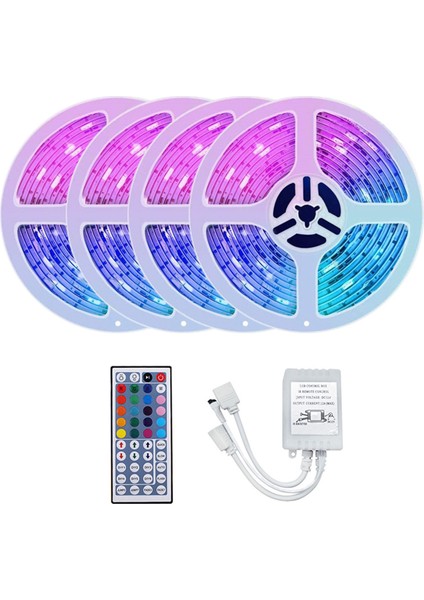 2835 Rgb Işık Şeridi 20M Esnek LED Işık Şeridi, 44 Tuşlu Uzaktan Kumanda + Denetleyici Günü Için Yatak Odası (Yurt Dışından)