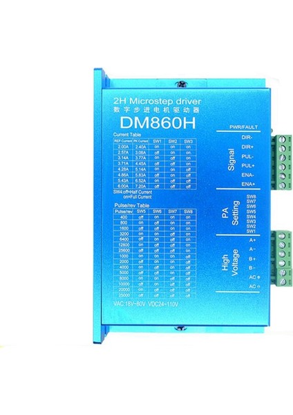 DM860H Dsp Dijital 57/86 Fanlı Step Motor Sürücüsü 2 Fazlı NEMA23,34 DMA860H 7.2A, Baskı Için 18-80VAC Cnc Sürücü (Yurt Dışından)