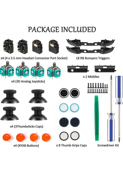 Yedek Oyun Denetleyicisi Kiti, Kontrol Çubukları Sapları Kapağı, Joystick,, Abxy Düğmeleri, One S Denetleyici 1708 Için (Yurt Dışından) fiyatları