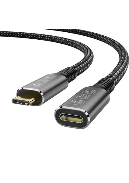 Usb4 8k Kablo 0.8m, 4 Uyumlu USB 4 Tip-C Erkekten Dişiye Uzatma Ultra Hd 8K@60Hz 100W 40GBPS Veri (Yurt Dışından)