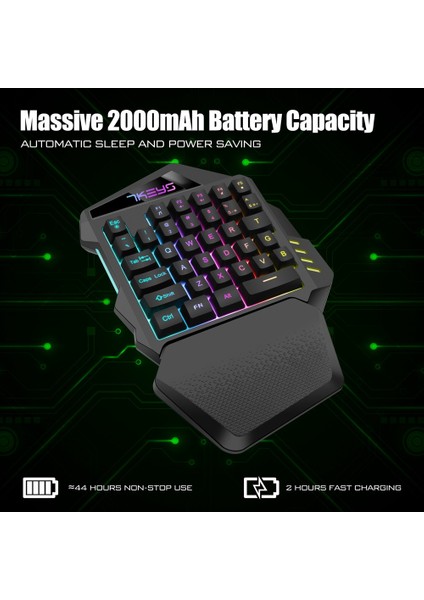 Bir El Mekanik Kablosuz Oyun Klavyesi Rgb Arkadan Aydınlatmalı Pc Gamer Için Taşınabilir Mini Klavye Oyun Denetleyicisi (Yurt Dışından)