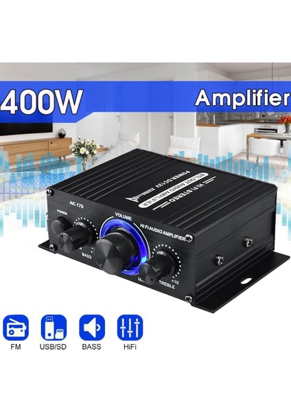 -170 Ses Güç Amplifikatörü Kablosuz Hifi Stereo Ses Güç Amplifikatörü 200W + 200W Rca Girişli Ev Araba Amplifikatörü (Yurt Dışından)
