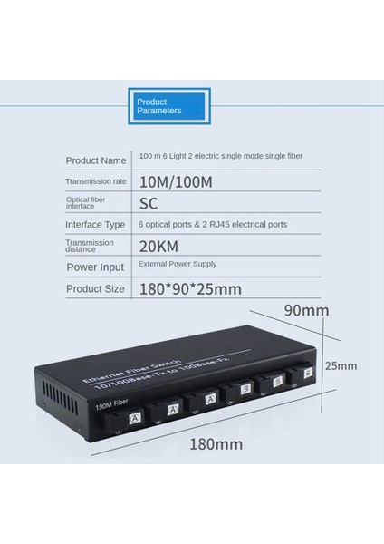 6 Port 10/100 M Ethernet Anahtarı 6 Fiber Bağlantı Noktası 25 Km 2utp RJ45 Fiber Optik Telsiz Optik Medya Dönüştürücü Ab Tak (Yurt Dışından)
