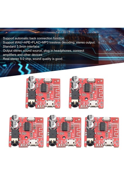 5 Adet Dıy Bluetooth 5.0 Alıcı Kurulu Kayıpsız Dekoder Kurulu Kablosuz Stereo Müzik Modülü, Hoparlör Amplifikatör Modülü (Yurt Dışından)