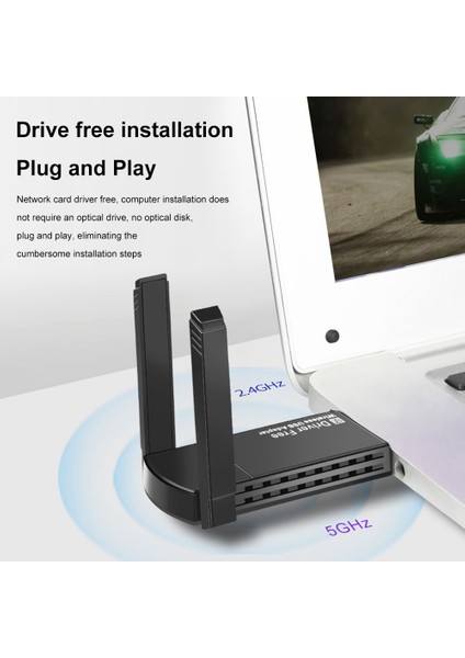 Kablosuz Ağ Kartı Adaptörü USB Wifi Adaptörü 650MPBS 802.11AC/B/G Pc Windows Için Wifi Alıcısı Ağ Kartı (Yurt Dışından)
