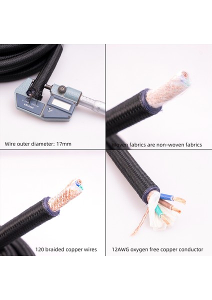 12AWG Hi-End Hifi Ses Evrensel Ac Güç Kablosu Güç Kablosu Dijital Oynatıcı Güç Amplifikatörü Abd Plug 1 METRE/3.28FT (Yurt Dışından)