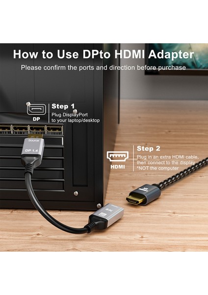 8k Displayport - Uyumlu Adaptör, Adaptörler Erkek - Dişi Desteği 8k 60HZ 4K 120HZ Ultra Çözünürlük (Yurt Dışından) modelleri