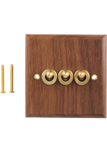 Retro Amerikan Endüstriyel Stil Işık Anahtarı Prizi, Masif Ahşap Pirinç Geçiş Anahtarı Plakası, Antik Evde Kalma Anahtarı(3) (Yurt Dışından)