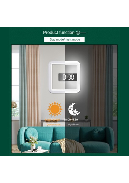 Çok Fonksiyonlu Kare Rgb Saat Ev Termometre Dijital Çalar Saat LED Ayna Duvar Saati (Yurt Dışından) fırsatları