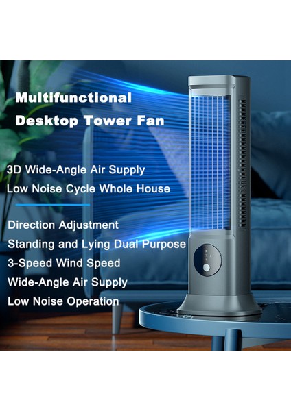 Masaüstü Bladeless Fan, USB Şarj Edilebilir Taşınabilir Klima 3 Hız Sessiz Masa Kulesi Fanı (Yurt Dışından) fiyatları