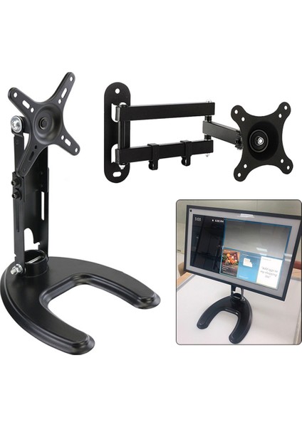 Gösteri Için Monitör Standı 15 Yüksekliği Ayarlanabilir 360° Döner Stand Taşınabilir Tablet Destek Masası Akıllı Ekran Tutucu (Yurt Dışından)