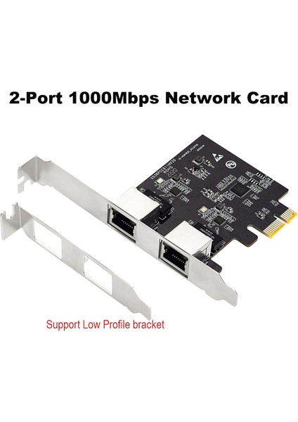 Pcıe Çift Gigabit Ethernet Denetleyici Kartı RTL8111H Cips Sunucu Ağı 2 RJ45 Bağlantı Noktası Lan Adaptörü Zcard 10/100/1000 Mbps (Yurt Dışından)