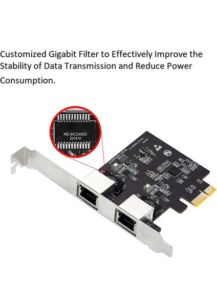 Pcıe Çift Gigabit Ethernet Denetleyici Kartı RTL8111H Cips Sunucu Ağı 2 RJ45 Bağlantı Noktası Lan Adaptörü Zcard 10/100/1000 Mbps (Yurt Dışından)