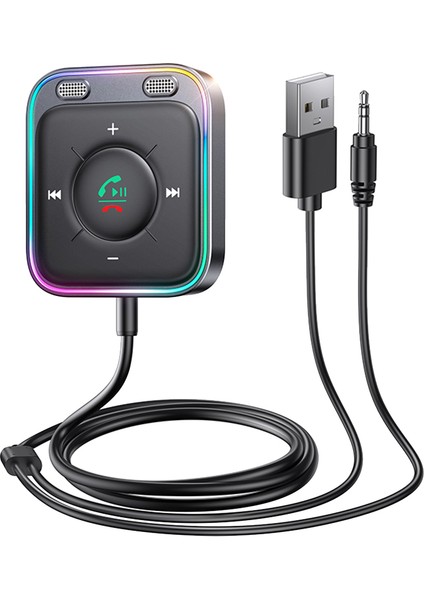 Bluetooth 5.3 Araç Adaptörü Gelişmiş Çift Mikrofon Enc Gürültü Önleme 3.5mm Aux Ses Adaptörü Bluetooth Kablosuz Alıcı (Yurt Dışından)