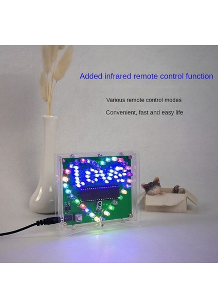 Dıy Elektronik Kiti Renkli LED Flaş Aşk Kalp Dıy Uzaktan Kumanda Lehimleme Projesi Kiti Kabuk Olmadan Hediye (Yurt Dışından)