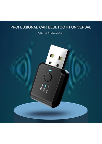 Araba Bluetooth 5.1 Fm Verici Alıcı Handsfree Çağrı Mini USB Bluetooth Araç Kiti Otomatik Kablosuz Araç Ses Adaptörü (Yurt Dışından)