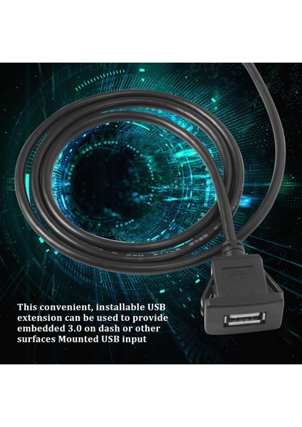 Araba Panosu Gömme Montajlı USB Erkek - Dişi Soket Uzatma Panel Kablosu 1m (Yurt Dışından)
