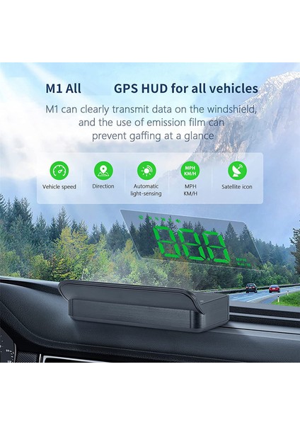 Araba Hud Heads Up Display, Hızlı Dijital Gps Hız Göstergesi, Seyahat Yönü Fonksiyonu, Tüm Araçlar Için Uygun (Yurt Dışından)