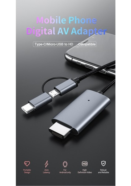 -Usb Tip C - Hd Kablo Hdtv Tv Dijital Av Adaptör Kablosu I Telefon ve Android Telefon Için 1080P (Yurt Dışından) fiyatları
