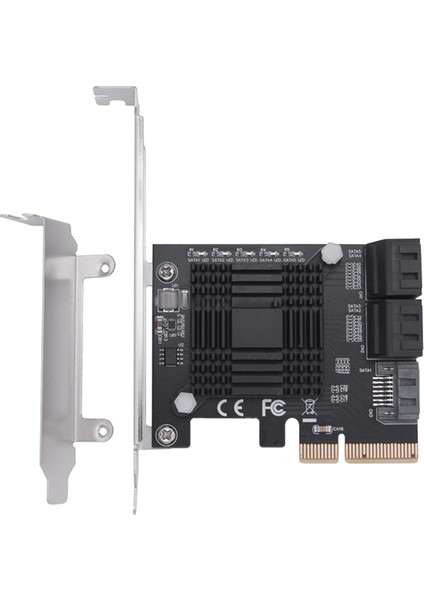 Pcıe - 5 Bağlantı Noktalı Sata Iıı 6 Gb/sn Sata Denetleyici Genişletme Kartı JMB585 Bilgisayar Kasası Adaptör Kartı (Yurt Dışından)