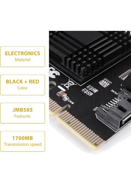 Pcıe - 5 Bağlantı Noktalı Sata Iıı 6 Gb/sn Sata Denetleyici Genişletme Kartı JMB585 Bilgisayar Kasası Adaptör Kartı (Yurt Dışından) fırsatları