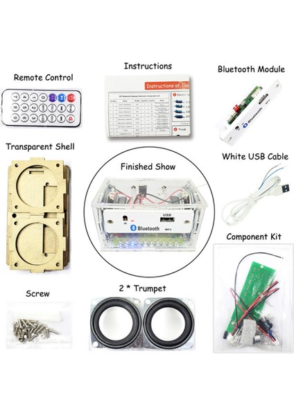 Kabuklu Dıy Elektronik Kiti Bluetooth Hoparlör Parçaları Şeffaf Akrilik Kabuk (Yurt Dışından) modelleri