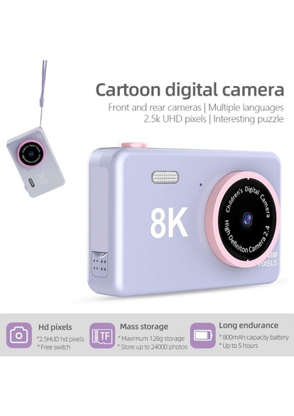 Dijital Kamera 48MP, Full Hd 1080P Ön ve Arka Kameralar Öğrenciler, Gençler, Çocuklar Için Şarj Edilebilir Mini Kamera (Yurt Dışından) fiyatları
