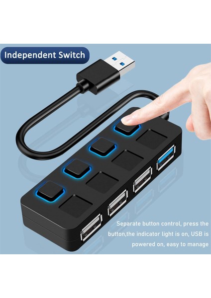 Bireysel LED Aydınlatmalı Güç Anahtarları ile 4 Bağlantı Noktalı USB 3.0 Hub USB Hub Adaptörü Genişletici Pc Için Çoklu USB Bölücü (Yurt Dışından) fiyatları