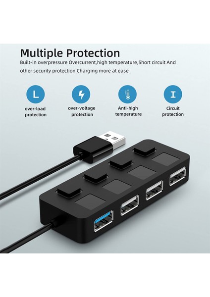 Bireysel LED Aydınlatmalı Güç Anahtarları ile 4 Bağlantı Noktalı USB 3.0 Hub USB Hub Adaptörü Genişletici Pc Için Çoklu USB Bölücü (Yurt Dışından) modelleri