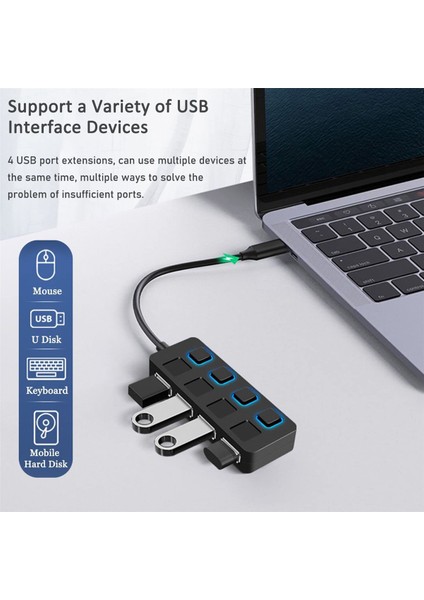 Bireysel LED Aydınlatmalı Güç Anahtarları ile 4 Bağlantı Noktalı USB 3.0 Hub USB Hub Adaptörü Genişletici Pc Için Çoklu USB Bölücü (Yurt Dışından) fırsatları