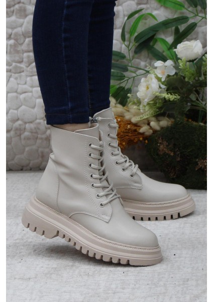 351271 Bej Kalın Taban Sıcak Astar Kadın Bot