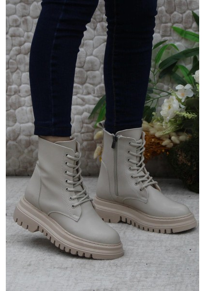 351271 Bej Kalın Taban Sıcak Astar Kadın Bot fırsatları