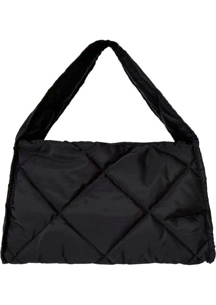 Büyük Kapasiteli Yumuşak Puf Bulut Çanta Naylon Omuzdan Askili Çanta Kadın Niş Pamuk Eşkenar Dörtgen Çanta (Yurt Dışından)