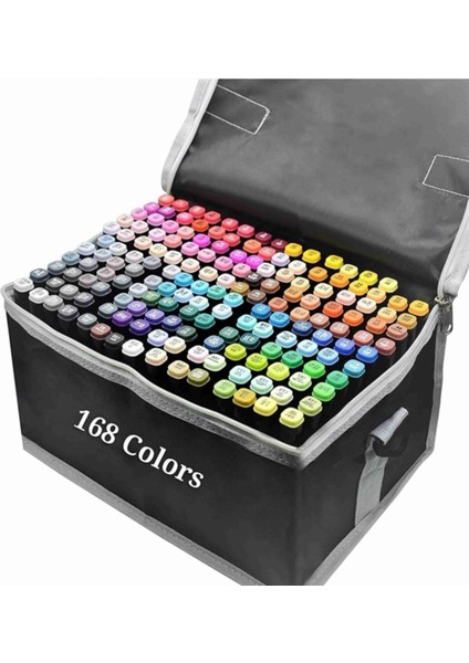 Çift Taraflı Uçlu Marker Keçeli Kalem Seti 168'LI Çantalı Markör